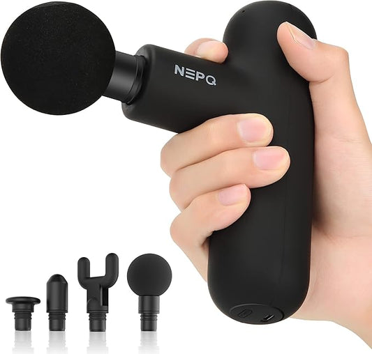 Mini Massage Gun, Powerful Fascial Gun Portable Deep Tissue Percussion Muscle Back Head Massager for Pain Relief with 4 Massage Heads High-Intensity Vibration Rechargeable Small Massage Gun - Bloomnest