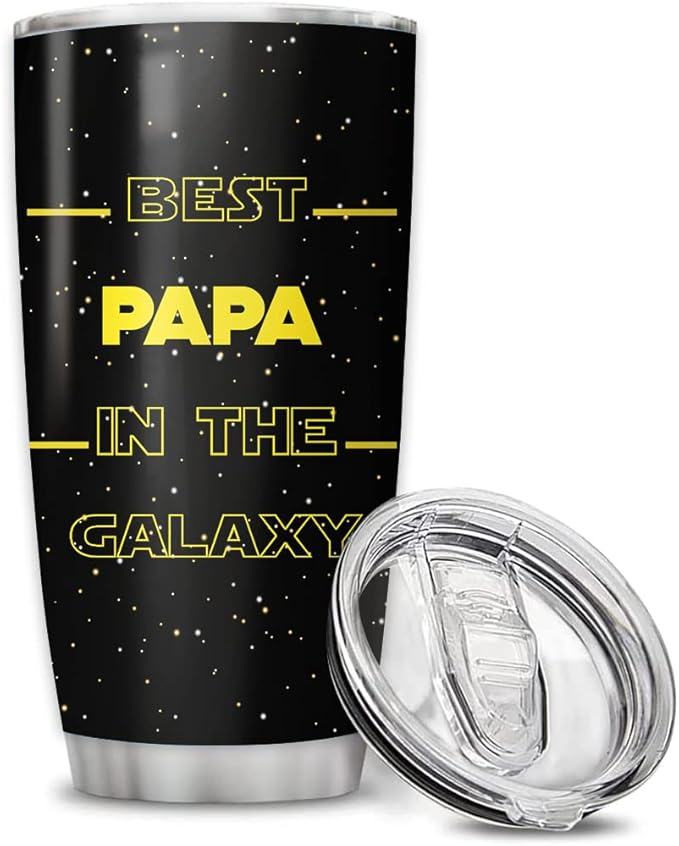 Custom Best Papa In The Galaxy Personalized Tumbler Cup Father's Day Gift, Gift For Dad, Father, Papa, Grandpa 20oz Insulated Coffee/Tea Tumbler with Lid - Bloomnest