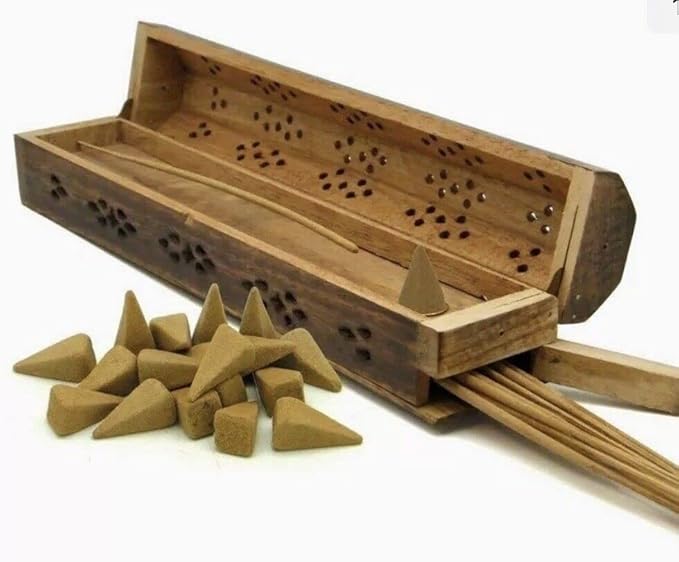 Bless-International Traditional-Handmade-Burner Wooden-Coffin-Incense-Stick-Holder Ash-Catcher-Stand (Wooden Coffin) - Bloomnest