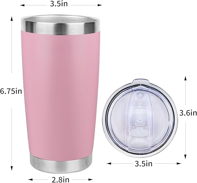 20oz Stainless Steel Tumbler Bulk with Lid, Travel Mug - Double Wall Vacuum Powder Coated Cup - Light Pink, 12 Pack - Bloomnest