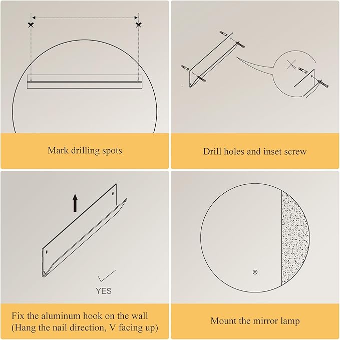 ONEWISH LED Wall Sconce, Dimmable Mirror Wall Lamp,16.93 inch Round Wall Lights for Bedroom with Memory Function, Wall Lamps for Living Room Entryway, Silver - Bloomnest