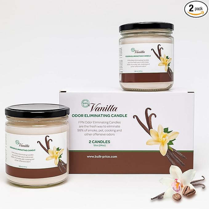 Candle Set Vanilla Odor Eliminating – 2 Pack - 12oz – Long-Lasting Soy Wax Candles – Neutralizes Pet, Kitchen & Smoke Odors – Clean Burn, Eco-Friendly, Aromatherapy Candle - Bloomnest