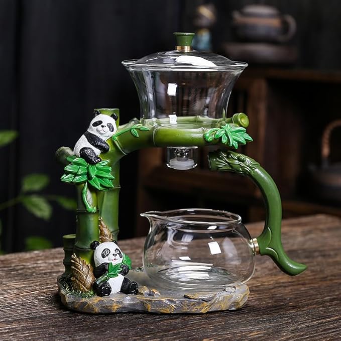 Magnetic TeaPot Automatic Drip Glass Teapots Lazy Kungfu Tea Infuser Panda Heat-Resistant Tea Maker Set