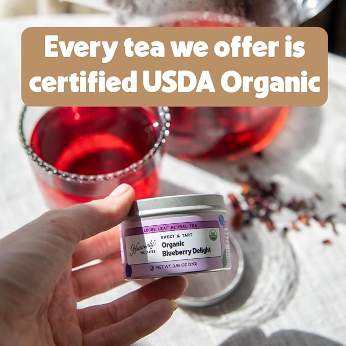 Heavenly Tea Leaves Organic 9 Flavor Variety Pack | Loose Leaf Tea Sampler (Approximately 90 Cups) | Premium Gift Set Assortment of Green, Herbal, Black & White Teas | Hot or Iced, High to No Caffeine | Sampler, Great Iced or Hot, High to No Caffeine - Bloomnest