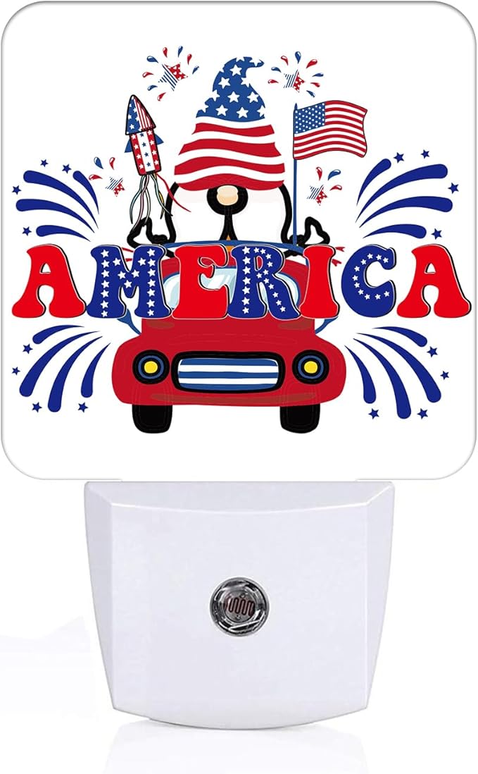Happy Independence Day Night Light,Plug Into Wall with Dusk to Dawn Light Sensors, Warm Nightlights for Bedroom, Bathroom, Hallway, Kitchen, Gifts Ideal for Boys Girls Women Men - Bloomnest