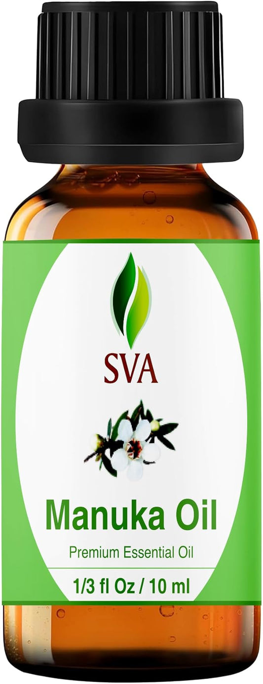 SVA Manuka Essential Oil – 1/3 Fl Oz – 100% Natural Manuka Oil - for Diffuser, Hair Care, Face, Skin Care, Aromatherapy, Scalp and Body Massage, Soap and Candle Making - Bloomnest