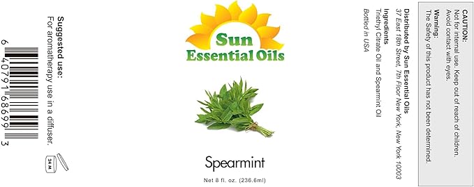 Sun Essential Oils Spearmint Essential Oil 8 oz – for Diffusers, Massage & Aromatherapy - Bloomnest