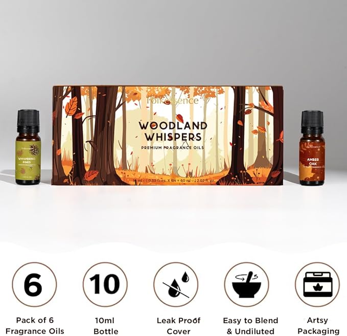 Folkulture Essential Oils for Home | Set of 6 (0.34 fl oz x 6) Fall Essential Oil or Diffuser Oils for Relaxation | Cedarwood Essential Oil or Fall Scents | Amber Oak Fall Essentials for Women - Bloomnest