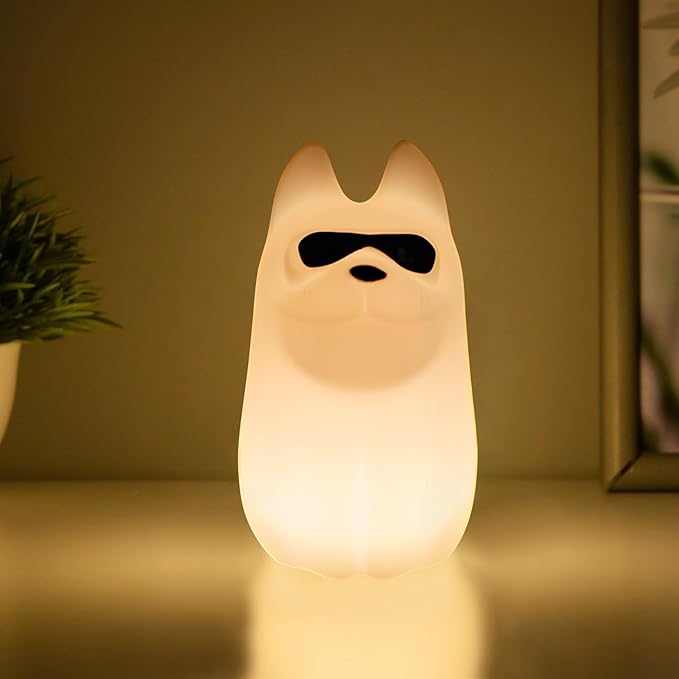 Cute Dog Night Light, 7 Colors Want Want Nightlight, LED Bedside Lamp, Touch-Sensitive for Bedroom, Living Room,Dorm Room Decor for Christmas Gift Baby Kids Girls Teens - Bloomnest