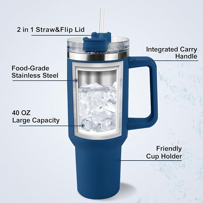 ThermoThrill Ships Next Day, Personalized Fathers Day Tumbler Gifts Custom 40 Oz Tumbler with Handle Stainless Steel Mug Dad Gift for Men - Bloomnest