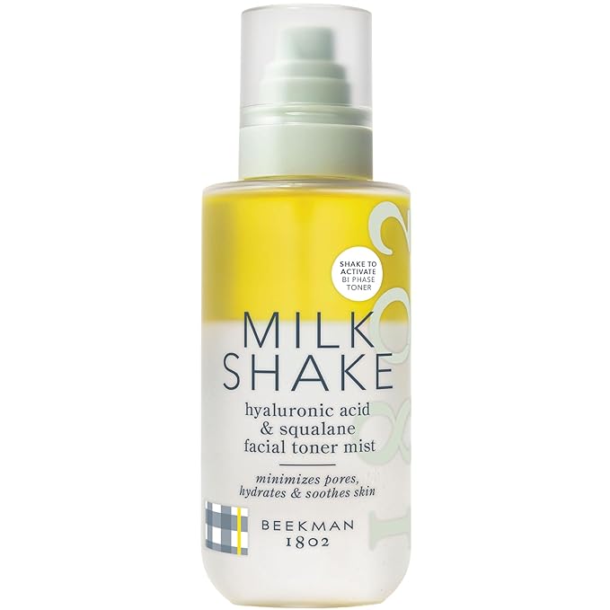 Beekman 1802 Milk Shake Hydrating Face Mist - Hyaluronic Acid & Squalane Facial Mist Minimizes Pores & Gently Moisturizes - Makeup Setting Spray - Fragrance-Free - Bloomnest
