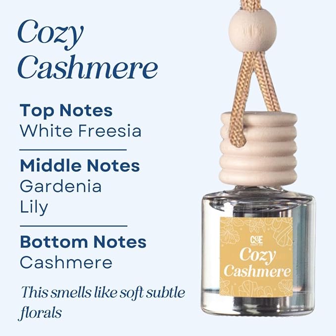 CANDECraftCo Car Air Hanging Fragrance Oil, Car Auto Freshener for Essential Oils, Scents Fragrance Aromatherapy Automobile Diffuser, Long Lasting (Cozy Cashmere) - Bloomnest