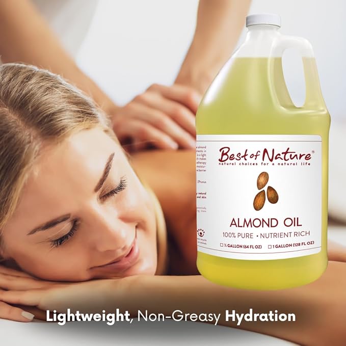 Best of Nature 100% Pure Sweet Almond Oil – Moisturizing Massage & Body Oil, Unscented for Hair, Skin, Face, Soap Making, Aromatherapy, Ideal Carrier for Essential Oils, 5 Gallon Pail (640 fl oz) - Bloomnest