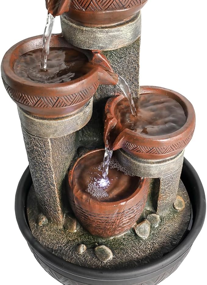 15.7''H Relaxation Desktop Waterfall Fountain Decor Portable Tabletop Waterfall Fountains,Indoor Waterfall Feature with LED Light for Home Office Bedroom