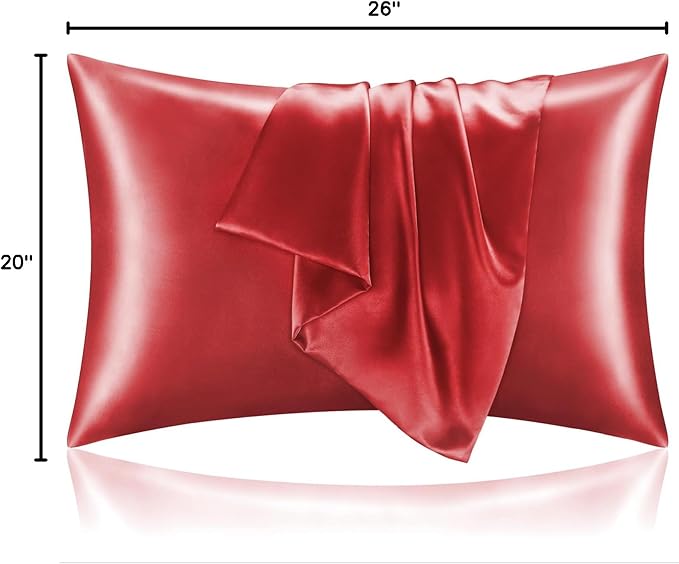 BEDELITE Satin Pillowcase for Hair and Skin, Super Soft and Cooling Similar to Silk Pillow Cases 2 Pack with Envelope Closure, Gift for Women Men(20"x26" Standard Size, Baked Apple) - Bloomnest