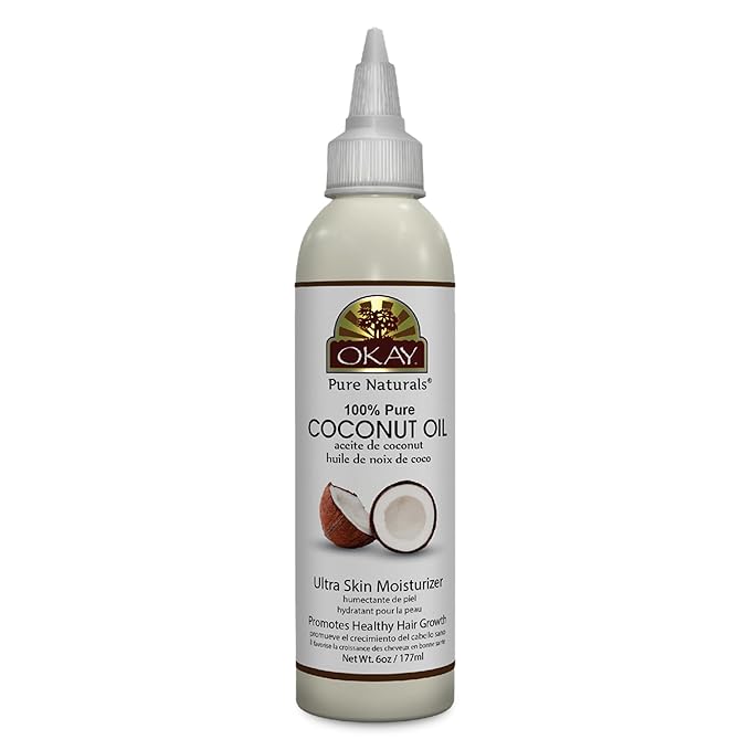 Okay 100% Pure Coconut Oil for Hair & Skin - Coconut Oil for Women & Men, Perfect for Body & Face, for Massage & Moisturizer, Natural - 6 Fl Oz Squeeze Bottle (Pack of 1) - Bloomnest