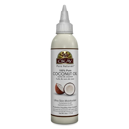 Okay 100% Pure Coconut Oil for Hair & Skin - Coconut Oil for Women & Men, Perfect for Body & Face, for Massage & Moisturizer, Natural - 6 Fl Oz Squeeze Bottle (Pack of 1) - Bloomnest