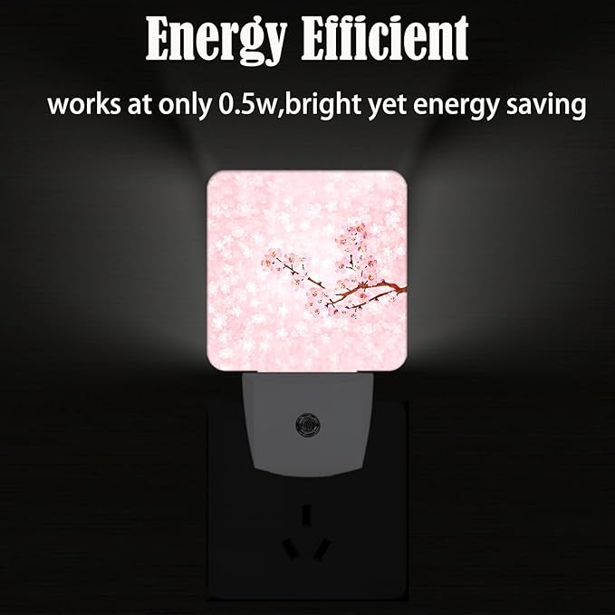 Cherry Blossom Tree Night Light,Plug-in Night Lights with Dusk to Dawn Sensor for Stairway,Hallway,Bedroom Sleep Friendly Ideal for Women/Girls/Boys Gift,0.5w - Bloomnest