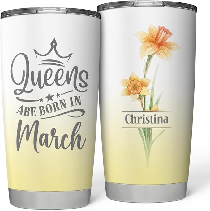 Birthday Gifts for Women Personalized Birth Flower Tumbler 20oz 30oz Stainless Steel Coffee Cups, Gifts for Best Friends Mom Wife Grandma, Custom Birth Flowers with Names - Bloomnest