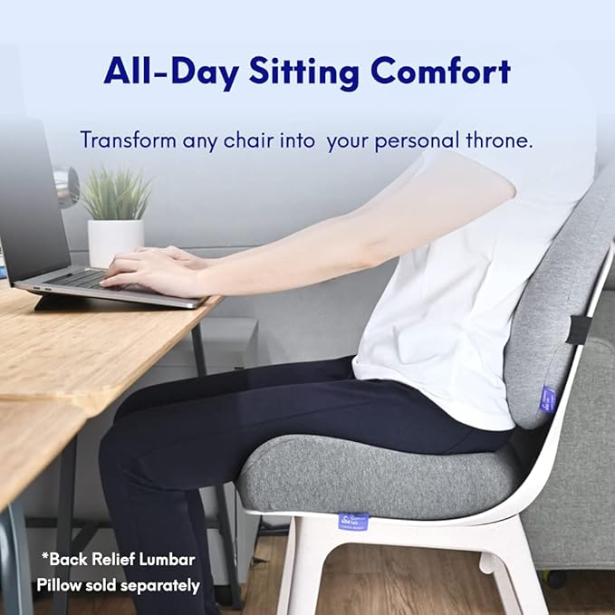 Cushion Lab Patented Pressure Relief Seat Cushion for Long Sitting Hours on Office & Home Chair - Extra-Dense Memory Foam for Soft Support. Car Pad for Hip, Tailbone, Coccyx, Sciatica - Black - Bloomnest