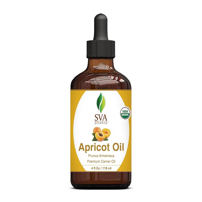 SVA Apricot Seed Oil Organic - 4 Fl Oz – 100% Natural Cold Pressed Organic Apricot Oil - for Face, Skin Care, Hair Care, Scalp Massage & Body Massage – Carrier Oil with Dropper - Bloomnest