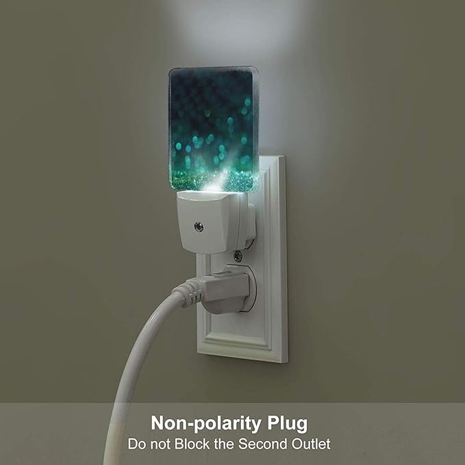 Green Sparkling Glitter Night Light,Plug Into Wall with Dusk to Dawn Light Sensors, Warm Nightlights for Bedroom, Bathroom, Hallway, Kitchen, Gifts Ideal for Boys Girls Women Men - Bloomnest