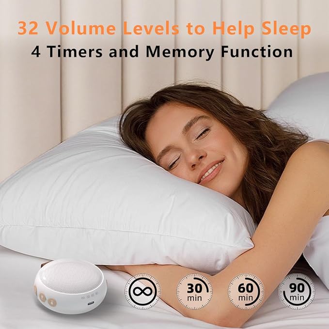 Portable Sound Machine Baby White Noise Machine Pink Noise Machine with 30 Soothing Sounds for Newborn Kids Adults Battery Sleep Brown Noise Masker 4 Timers Memory Function for Travel Home Office - Bloomnest