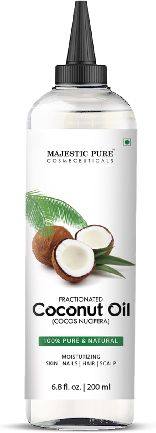 Majestic Pure Fractionated Coconut Oil - Relaxing Massage Oil, Liquid Carrier Oil for Diluting Essential Oils - Skin, Lip, Body & Hair Oil Moisturizer & Softener - 6.8 fl oz