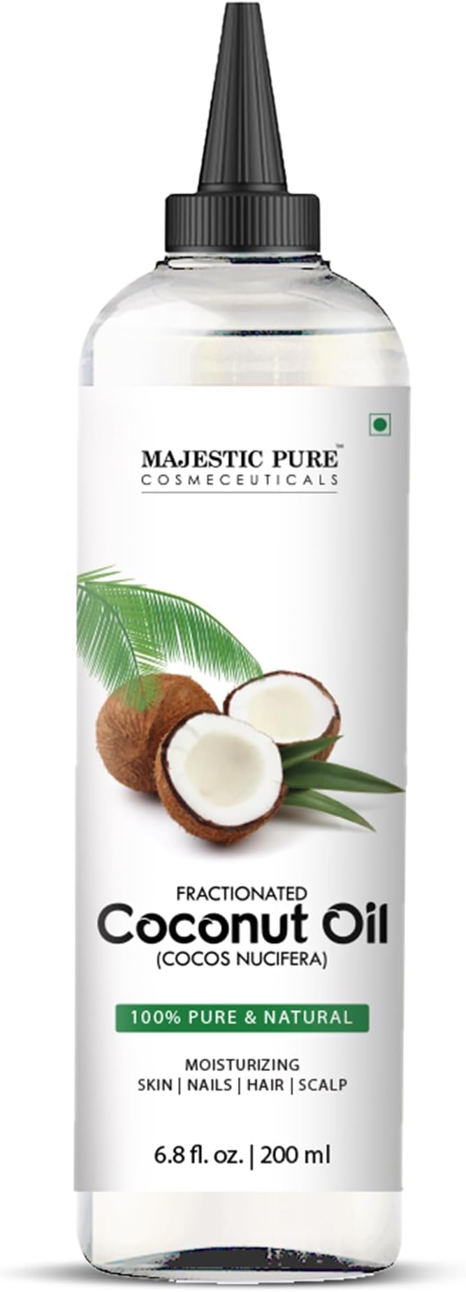 Majestic Pure Fractionated Coconut Oil - Relaxing Massage Oil, Liquid Carrier Oil for Diluting Essential Oils - Skin, Lip, Body & Hair Oil Moisturizer & Softener - 6.8 fl oz - Bloomnest