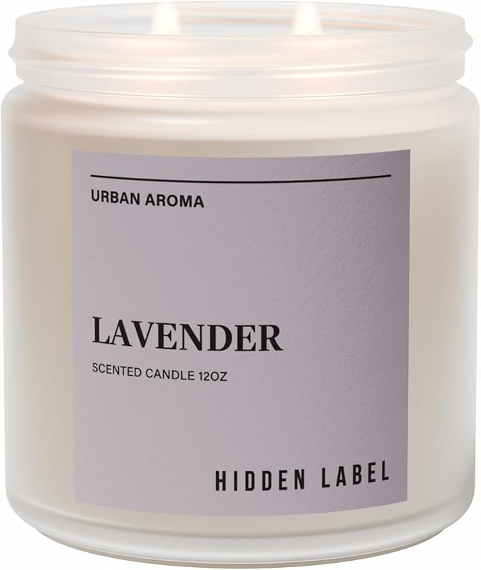Hidden Label Lavender Scented Candle, 12oz 2 Wick Natural Candles Soy Non Toxic, Clean Burning Long Lasting Aromatherapy for Home Scented | Gifts | Décor,Premium Scents for Relaxation & Stress Relief - Bloomnest