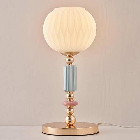 Modern Milk White Glass Table Lamp Bedside Nightstand Lamp Metal Desk Light with Plug Cord Switch for Bedroom Living Room Dining Room - Bloomnest