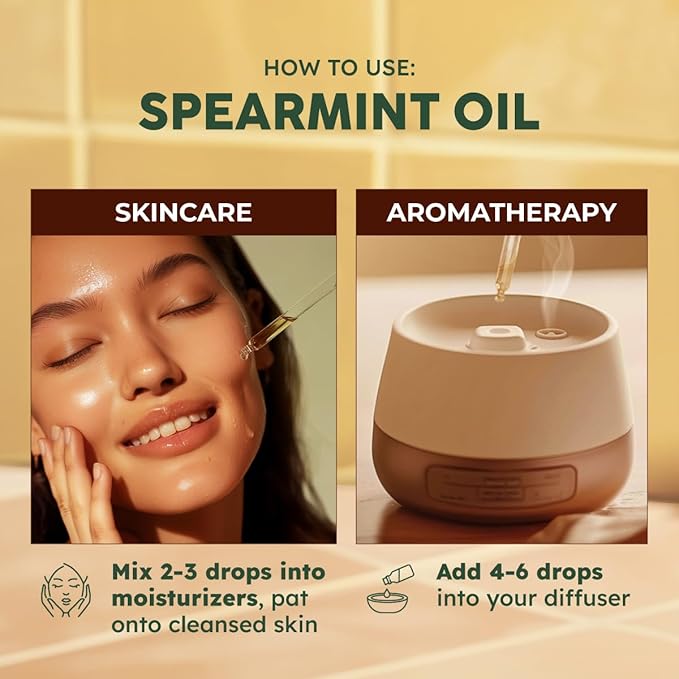 KUKKA Spearmint Essential Oils - 4 Fl Oz - for Hair, Skin, Diffuser, Aromatherapy & DIY Soap Making Scent - Bloomnest