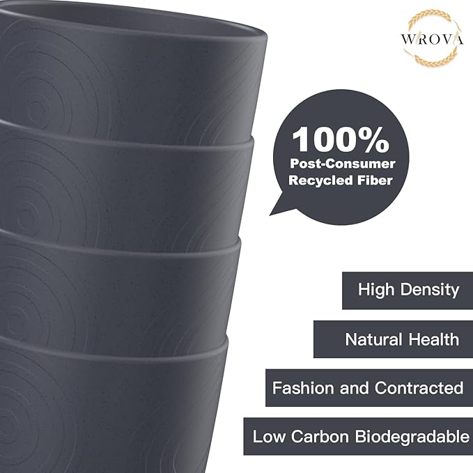 Wheat Straw Cups 8 PCS Good Alternative to Plastic Reusable Cups 12 oz Unbreakable Drinking Cup Reusable Dishwasher Safe Water Plastic Glasses Deep Grey - Bloomnest
