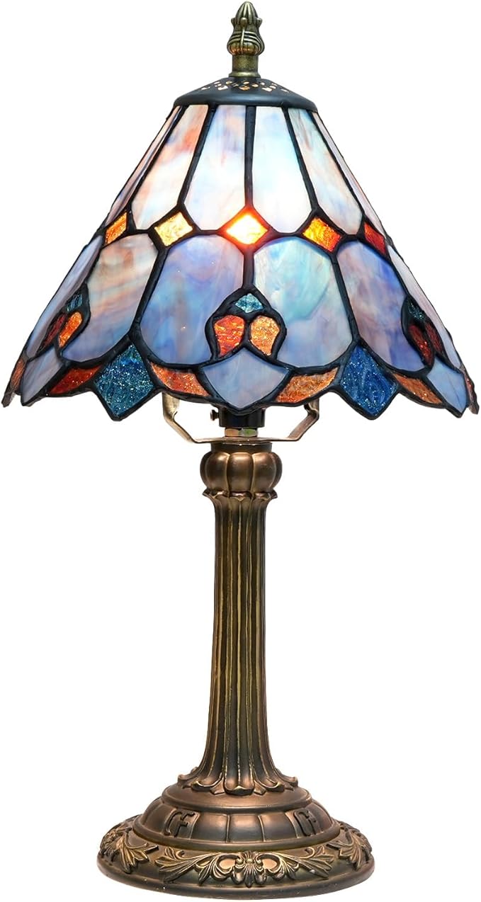 Tiffany Lamp Bedside Table Lamp-Nightstand,Stained Glass Lamp for Bedroom Dorm Living Kitchen, Aesthetic Cute Home Decor Gift (OFU1157) - Bloomnest