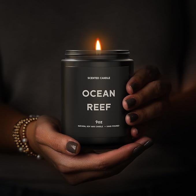 Ocean Reef Candle, 9oz Scented Candle for Men, Scented Candles for Home, Gifts for Men, Personalized Blessing Minimalist Men's Gifts - Bloomnest