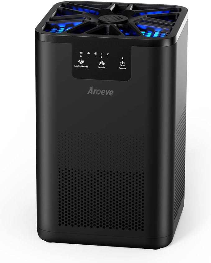 AROEVE Air Purifiers for Bedroom Air Purifier With Aromatherapy Function For Pet Smoke Pollen Dander Hair Smell 20dB Air Cleaner For Bedroom Office Living Room, MK06- Black(Available for California) - Bloomnest