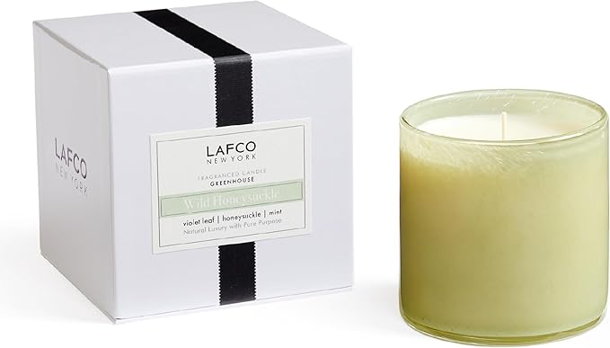 LAFCO New York Signature Candle, Wild Honeysuckle - 15.5 oz - 90-Hour Burn Time - Reusable, Hand Blown Glass Vessel - Made in The USA - Bloomnest