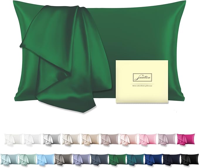 Mulberry Silk Pillowcase for Hair and Skin Standard Size 20"X 26" Pillow Case with Hidden Zipper Soft Breathable Smooth Cooling Silk Pillow Covers for Sleeping (Olive Green,Standard,1Pcs) - Bloomnest