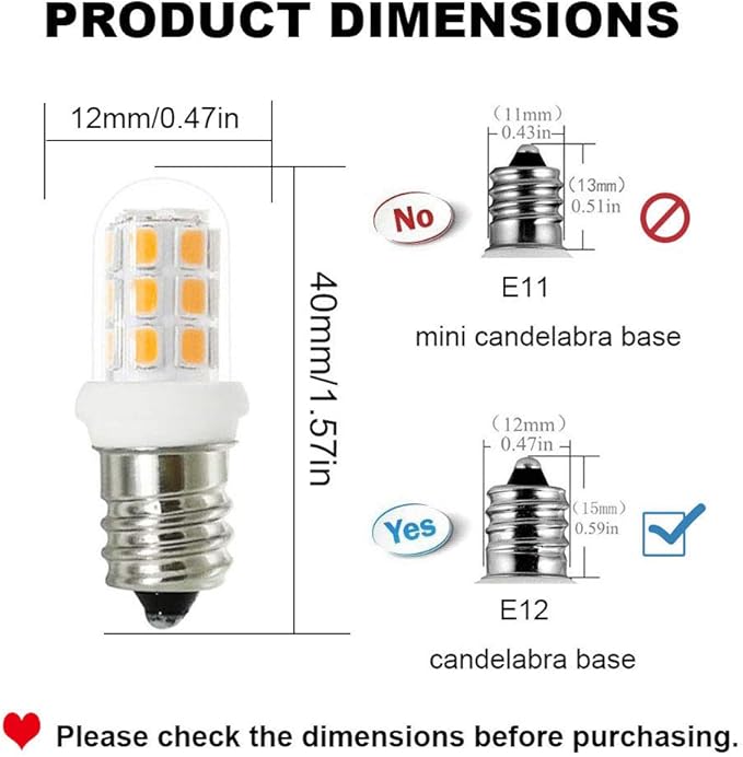 Led Night Light Bulbs C7 E12 Candelabra Light Bulbs 15Watt Halogen Replacement 3000K Warm White Light for Chandelier, Salt Lamp Bulb, Pack of 8 - Bloomnest