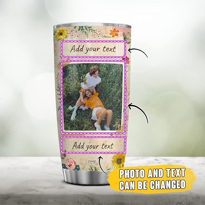 wowcugi Personalized Photo Tumbler Custom Picture Photos Stainless Steel Insulated Tumblers Coffee Mug 20oz 30oz For Women Girls Birthday Christmas Friendship Cup Gifts For Bestie Best Friend Sister - Bloomnest