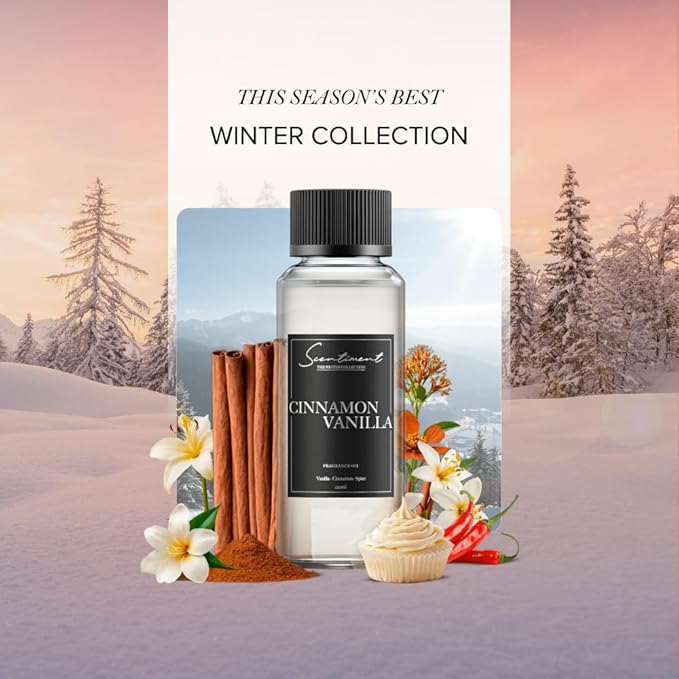 Scentiment Diffuser Oil - Cinnamon Vanilla Winter Collection | Aromatherapy Home Fragrance | Luxurious Scent with Notes of Vanilla, Cinnamon and Spices (20ml) - Bloomnest