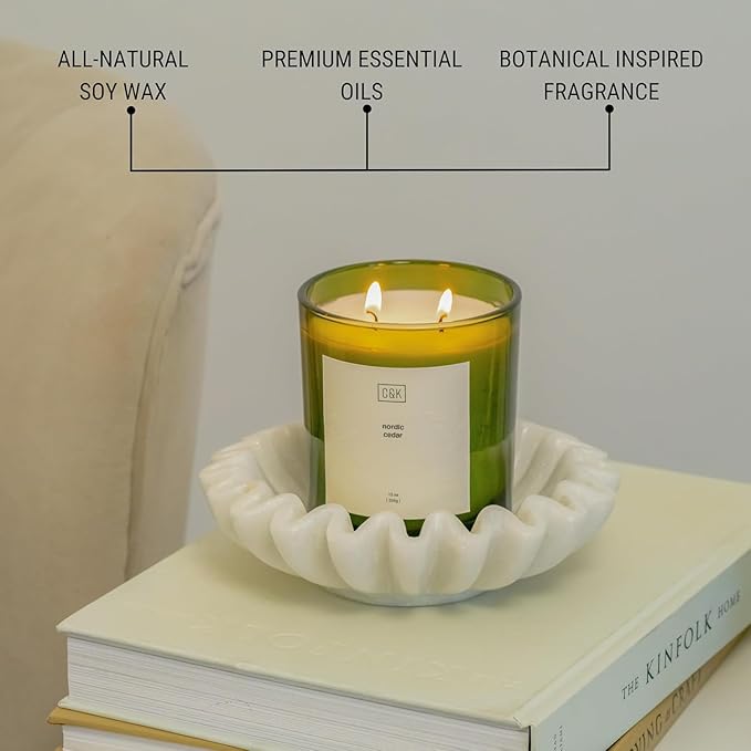 Craft & Kin Green Christmas Scented Candles | 12oz Premium Nordic Cedar Scented Candles for Men | Made with Natural Soy | Holiday Candle Gifts for Men and Women | Nature Collection - Bloomnest