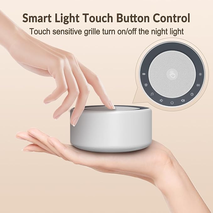 Nursery Lamp with Sound Machine, Mood Lighting, 7 Colors Night Light, 30 Soothing Sounds, White Noises for Baby, Adults. Timer, Plug in, Memory Function, Touch Control - Bloomnest