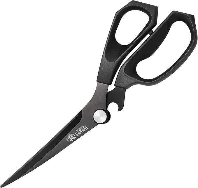 MITSUMOTO SAKARI Japanese Kitchen Shears, Cooking Scissors Titanium Plated for Meat Vegetable Herb - Bloomnest