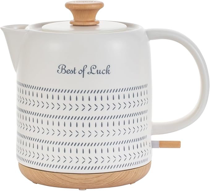 Ceramic Electric Kettle 1 Quarts, Hot Water Boiler Electric Kettles, Tea Pot with LED Light, Boil Dry Protection, Short Spout 1000W Fast Boil, Automatic Shut-off - Bloomnest