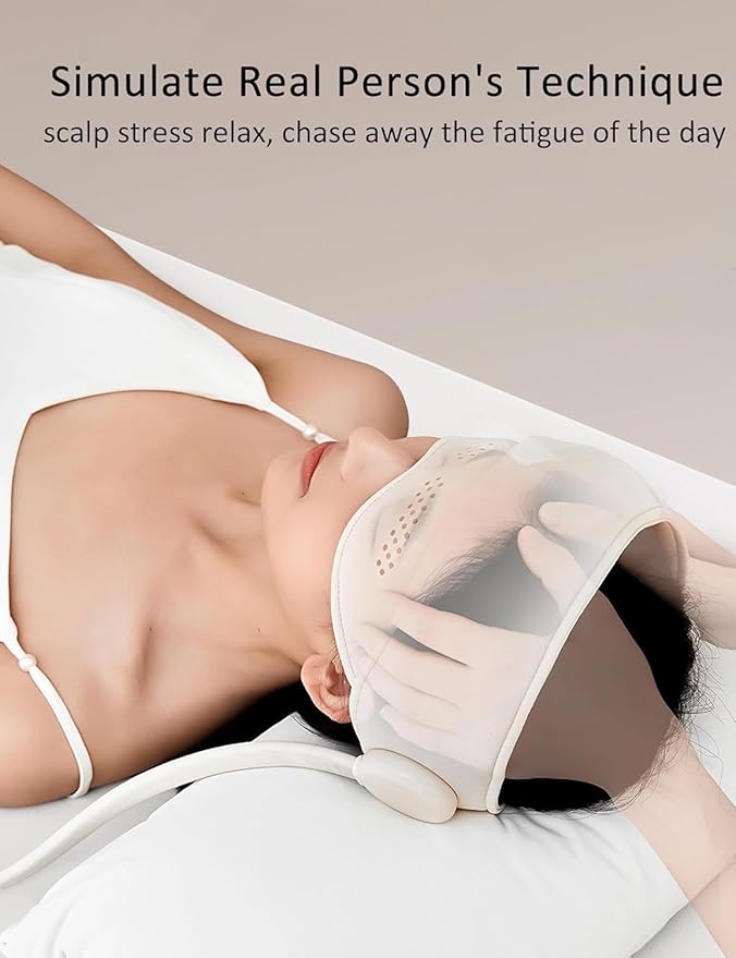 Head and Eye Massager with Heat, 6 Airbags 4 Massage Modes & 3 Heat Levels for Migraine Relief and Deep Relaxation, Rechargeable Adjustable Mask, Type-C Fast Charge, Quiet with LED Display Bloomnest
