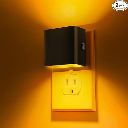 L LOHAS LED Night Light,Night Lights Plug into Wall,[2-Pack] Dimmable Night Light with Light Sensor,1800K Amber Light,Modern Nightlight for Bathroom Hallway Kitchen - Bloomnest