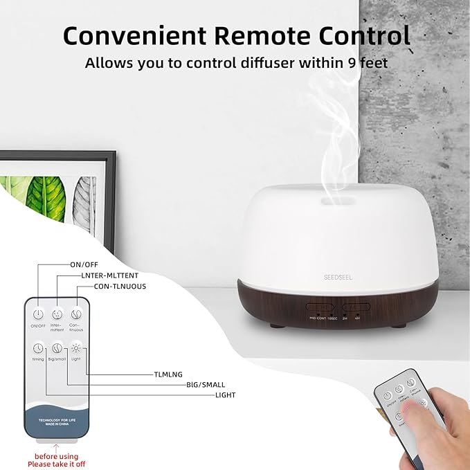 300ML Essential Oil Diffuser, Small Aromatherapy Diffuser with Remote Control, 7-Color LED Light,4 Timer, Quiet,Auto-Off, Easy to Use,for Home,Bedroom,Office - Bloomnest