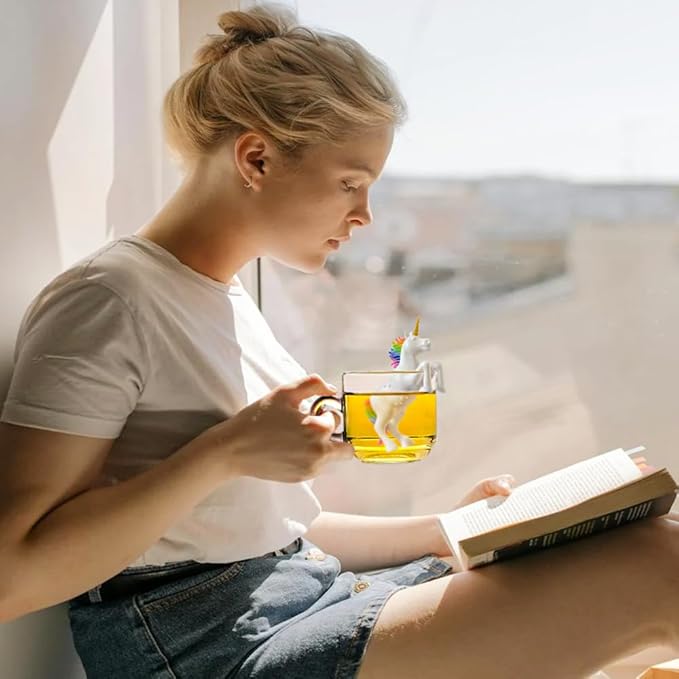 Cute Silicone tea infuser Gift Set, 2pcs Reusable tea infuser for loose tea Let you enjoy a pleasant afternoon tea time (Unicorn + Squirrel)