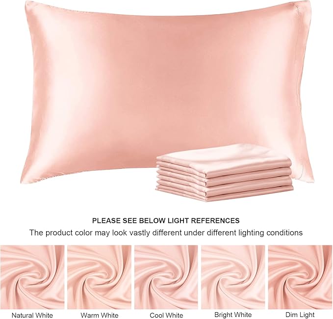BEDELITE Satin Pillowcase for Hair and Skin, Super Soft Similar to Silk Pillow Cases 4 Pack with Envelope Closure, Cooling Pillowcases for Women Men (20"x30" Queen Size, Coral) - Bloomnest